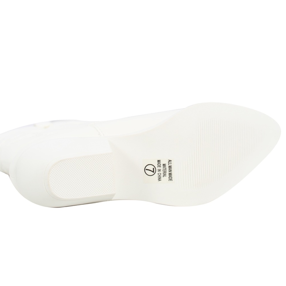 White Faux Leather Cowboy  Pull On Boot - Picture 6 of 7